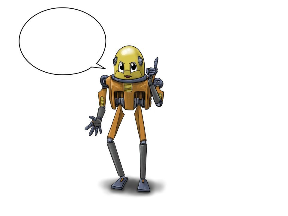 Roboter mit erhobenem Finger mit Sprechblase:„Respektvoll bleiben!“